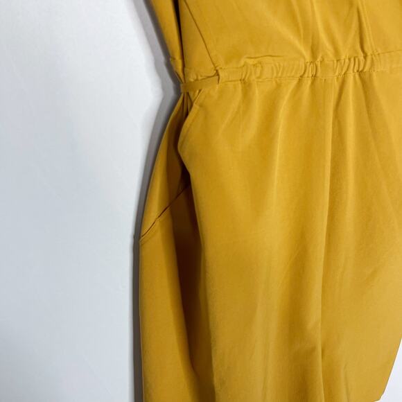 Athleta S Yellow Tuscan Gold Marlow Romper Featherweight Stretch Woven Faux Wrap - Picture 4 of 12